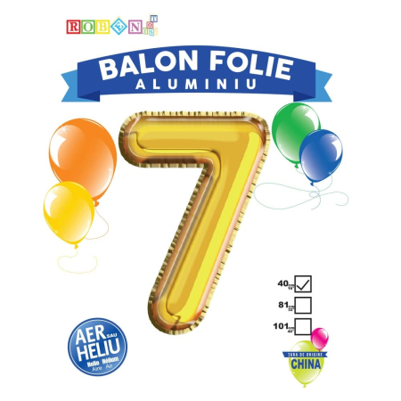 Articole party - Balon, folie aluminiu, auriu, cifra 7, 40 cm
