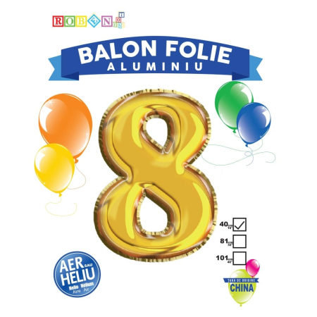 Articole party - Balon, folie aluminiu, auriu, cifra 8, 40 cm