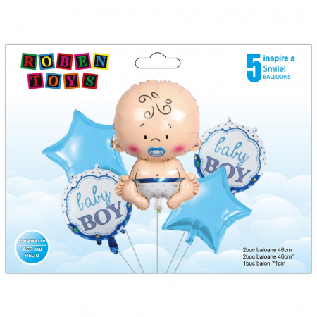 Articole party - Set Baloane folie aluminiu "Baby Boy" Albastru