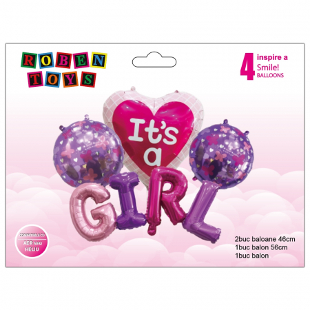 Articole party - Set Baloane folie aluminiu "It's a girl"