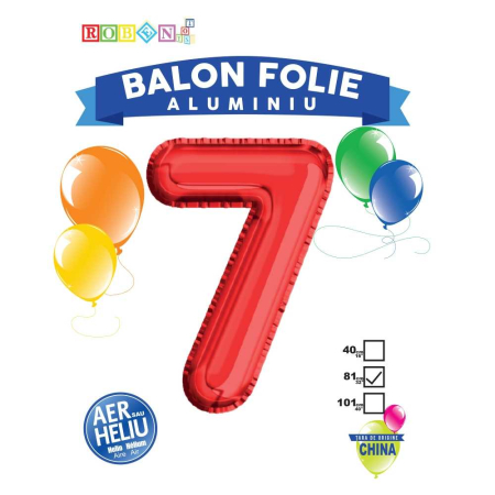 Articole party - Balon, Folie Aluminiu, Rosu, Cifra 7, 81 Cm