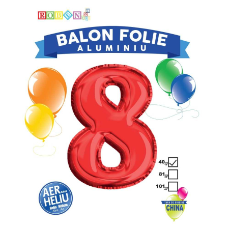 Articole party - Balon, folie aluminiu, rosu, cifra 8, 40 cm