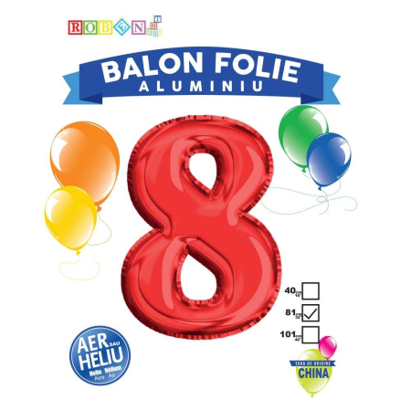 Articole party - Balon, Folie Aluminiu, Rosu, Cifra 8, 81 Cm