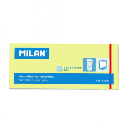 Notes, Post-it si cuburi de hârtie - Bloc notes adeziv 3x38x50 Galben Pal Milan