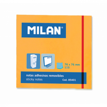 Notes, Post-it si cuburi de hârtie - Bloc notes adeziv 76x76 neon portocaliu