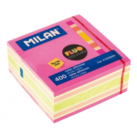 Notes, Post-it si cuburi de hârtie - Bloc notes adeziv cub 76x76 fluo Milan