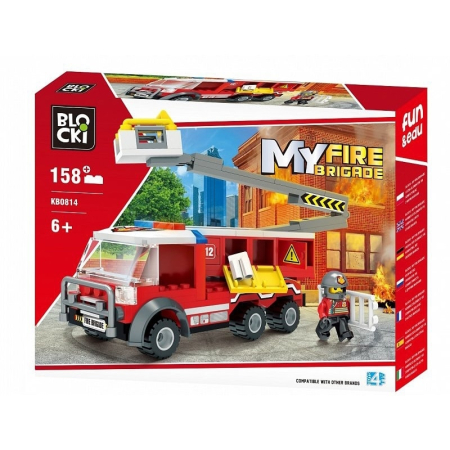 Jocuri și jucării - Blocki My Fire Brigade, Camion Pompieri Cu Lift, 158 Piese