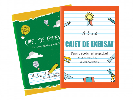 Caiete de Exersat - Caiet A5 de exersat cu liniatura speciala dictando 10mm, cu linie ajutatoare