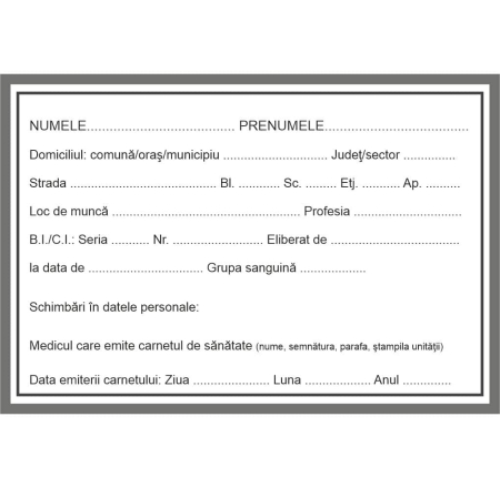 Producție Proprie - Carnet de sanatate