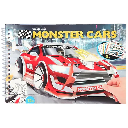 Carte - Carte de colorat cu stickere Monster Cars