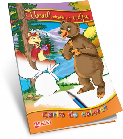 Cărți de colorat - Carte de colorat - Ursul pacalit de vulpe