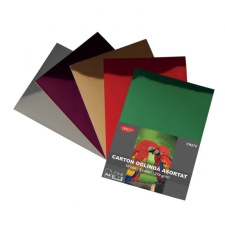 Hârtie & Carton Creative - Carton oglinda A4 10 coli 5 cul 270g/mp