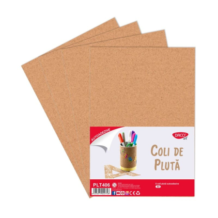 Hârtie & Carton Creative - Coli de pluta A4 set 6 autoadezive Daco (PLT406)