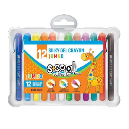 Creioane Color - Creioane pastel Jumbo, Lavabile, 12culori/set - S-COOL