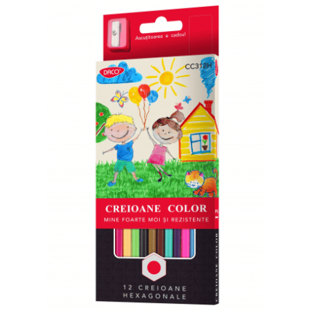 Creioane Color - Creion Color 12 Culori, Hexagonal, Daco (CC312H)