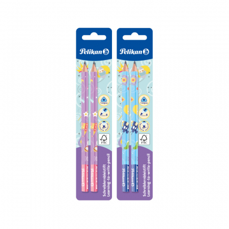 Instrumente de scris și corectură - Creion grafit lacuit Jumbo Pelikan - Invat sa scriu 2 buc/set