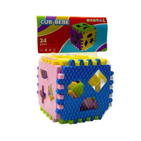 Jucării pentru bebeluși - Cub bebe cu puzzle 24 piese RobenToys
