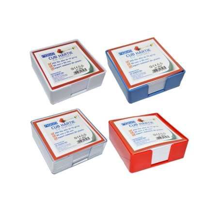 Notes, Post-it si cuburi de hârtie - Cub hartie cu suport 250 file 70g/mp - NEBO