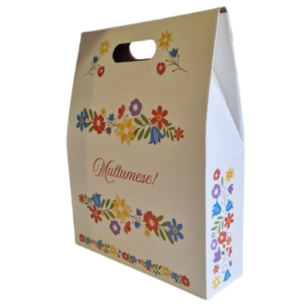 Cutii carton ambalaj si depozitare - Cutie cadou carton ondulat model floral colorat 300x98x395