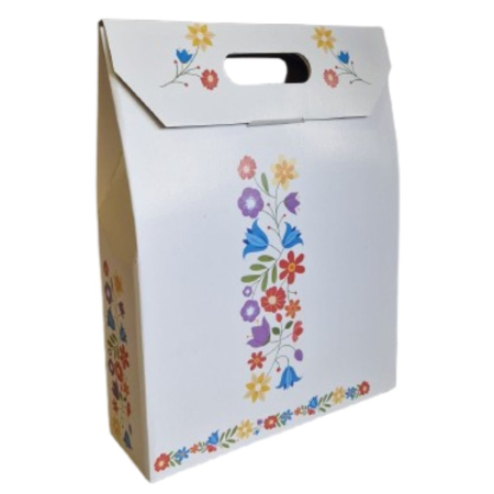 Cutie cadou carton ondulat model floral colorat 300x98x395 [1]