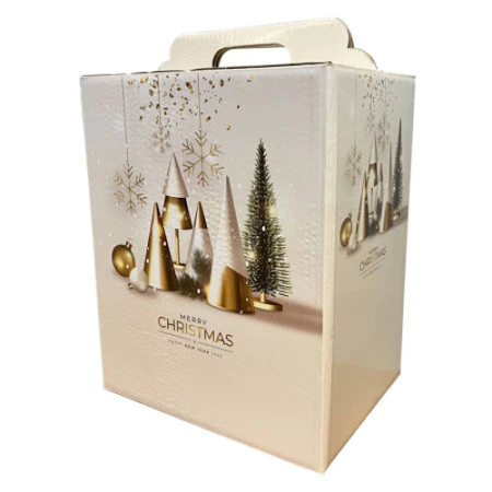 Cutii carton ambalaj si depozitare - Cutie Carton Cadou Auriu Craciun 260x135x325 mm