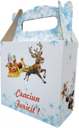 Cutii carton ambalaj si depozitare - Cutie Carton Cadou Craciun Albastra Mica