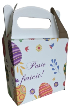 Cutii carton - Cutie Carton Cadou "Paste Fericit" 180x80x180 mm