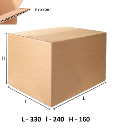 Cutii carton ambalaj si depozitare - Cutie Carton Clasica tip bax 330x240x160 3 straturi