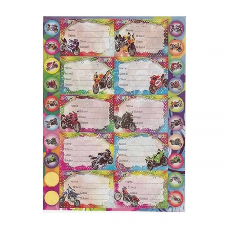 Reduceri - Etichete Scolare Model MOTOCICLETE