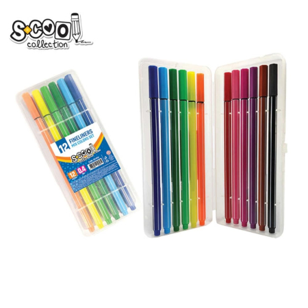 Instrumente de scris și corectură - Fineliner, varf 0.4mm, 12 cul/set - S-COOL