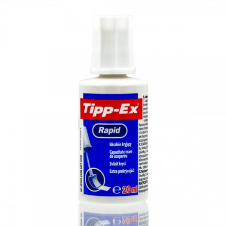 Instrumente de scris și corectură - Fluid corector (pasta corectoare) Bic Tipp-Ex Rapid, 20ml, pe baza de solvent, cu burete