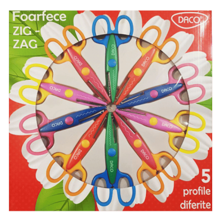 Foarfeca 14 cm, 10buc/set, Zig Zag Daco