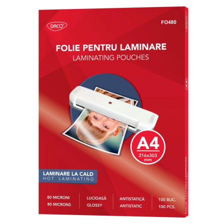 Aparate de laminat și accesorii - Folie laminare A4 80 microni 100/top DACO FO480