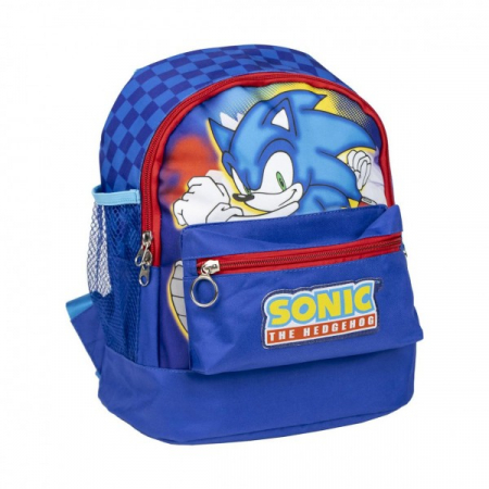 Rechizite școlare - Ghiozdan gradinita Cerda Sonic The Hedgehog, 27cm, 1 compartiment, 1 buzunar, albastru