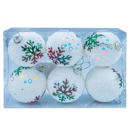 Globuri - Globuri pom Craciun - Fulgi, 6 cm, 6 buc/set