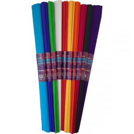 Hârtie creponată & glasată - Hartie creponata Asortata, 50x200cm,  set 10 role