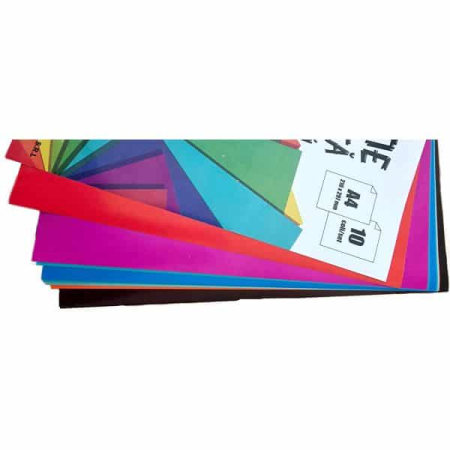 Hartie glasata autocolanta A4, set 10 coli, 10 culori [1]