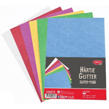 Hârtie & Carton Creative - Hartie Glitter super fina set6 DACO CN272