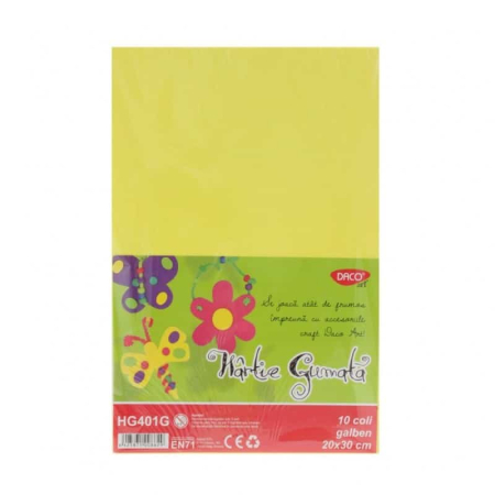 Hârtie & Carton Creative - Hartie Gumata 10 coli, Daco Galben (HG401G)