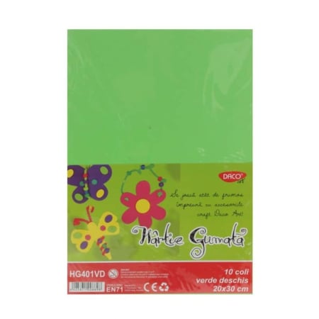 Hârtie & Carton Creative - Hartie Gumata 10 coli, Daco Verde Deschis (HG401VD)