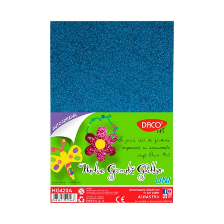 Hârtie & Carton Creative - Hartie Gumata Autoadeziva Glitter 20X30CM, 10 coli, Daco (HG420A)