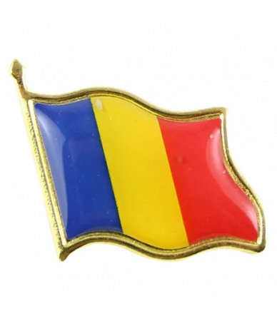Steaguri si Tricolor România/UE - Insigna Steag Tricolor Romania, 20x20 mm