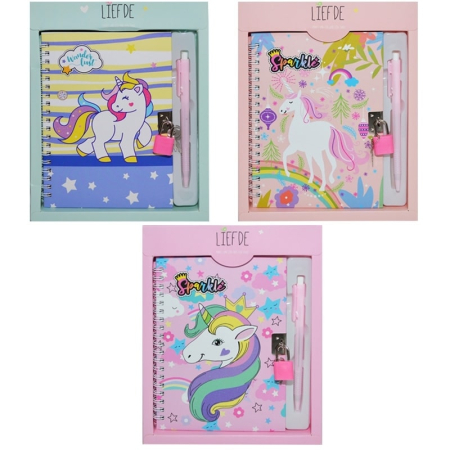 Carte - Jurnal Cu Lacat si Pix, Unicorn