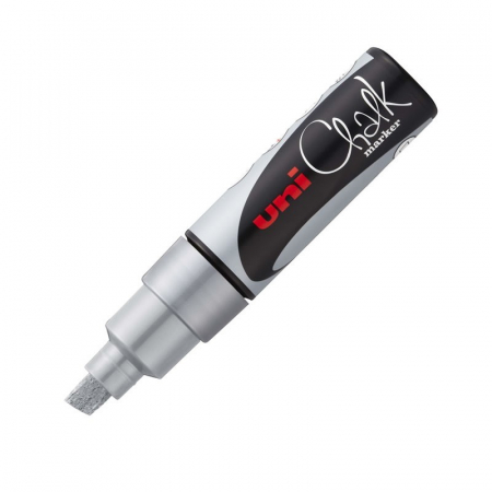 Markere și Evidențiatoare - Marker creta lichida UNI Chalk, 8mm, ARGINTIU