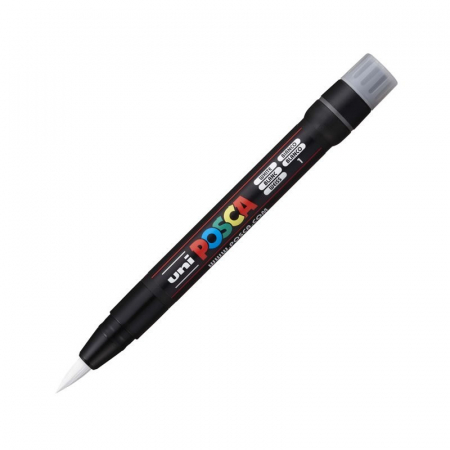 Reduceri - Marker pensula UNI Posca Brush, ALB