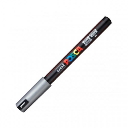 Reduceri - Marker UNI Posca, 0.7 mm, varf fin metalic, Argintiu