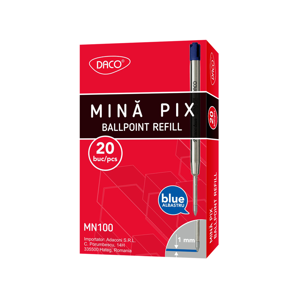 Instrumente de scris și corectură - Mina pix metalica tip parker MN100 DACO