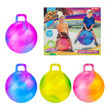 Jucarii de Exterior - Minge din cauciuc, cu maner, 45 cm - Toi-Toys