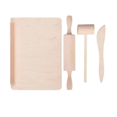 Jucării din lemn - Mini - set bucatarie - lemn natur, 4 piese - Tupiko