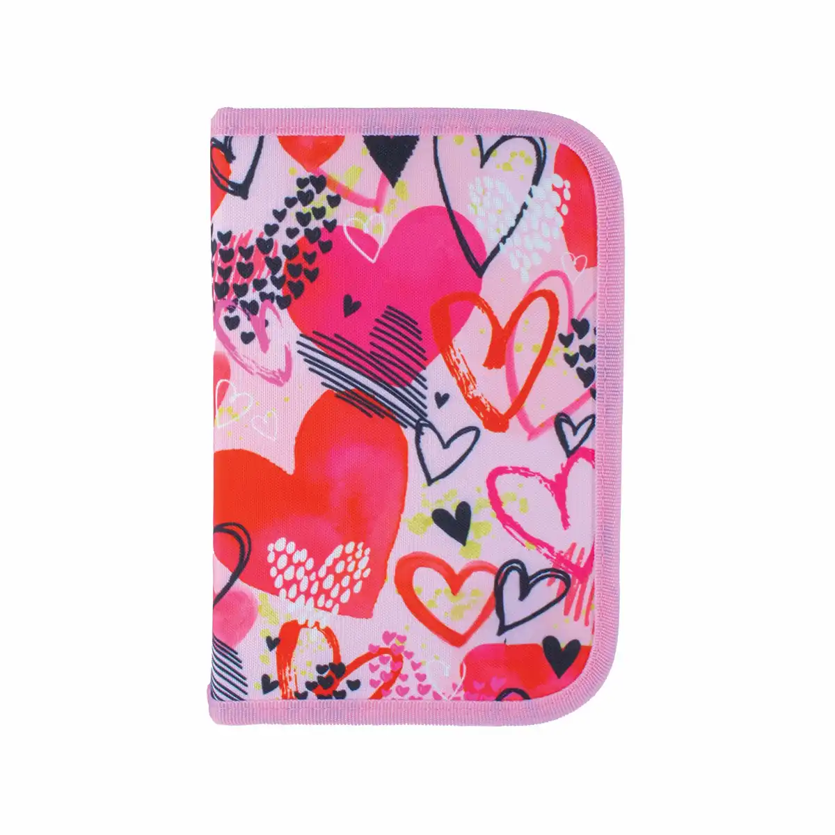 Rechizite școlare - Penar Next Level 1 comp 2 clapete colectia Heart Queen 21x14